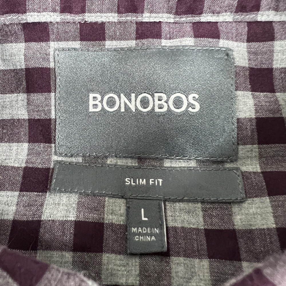 Bonobos Shirt Mens L Purple Gray Check Slim Fit Long Sleeve Button Down Preppy - Picture 3 of 16